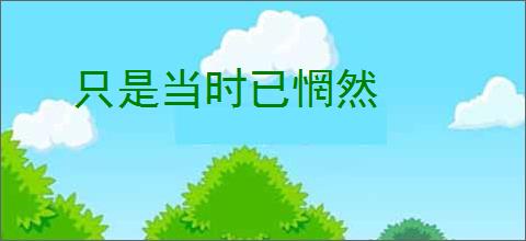 只是当时已惘然