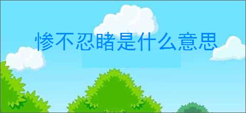 惨不忍睹是什么意思