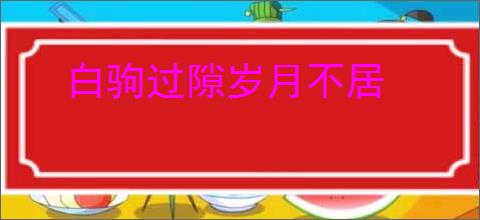 白驹过隙岁月不居