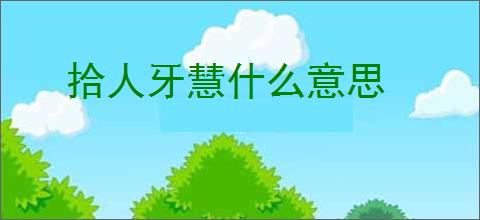 拾人牙慧什么意思