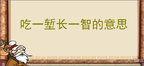 吃一堑长一智的意思